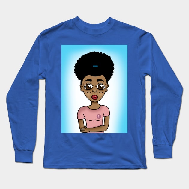 cute black girl digital art Long Sleeve T-Shirt by Spinkly Creations 